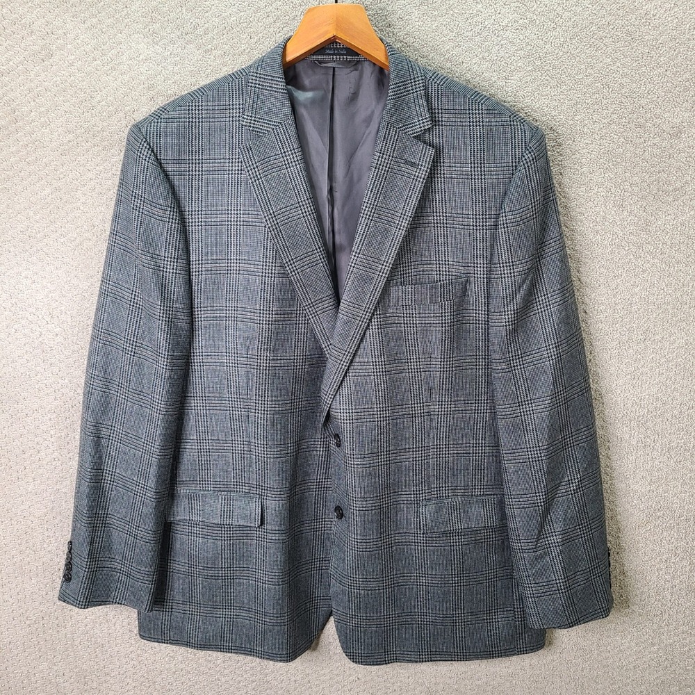 Lauren Ralph Lauren Jacket Mens 50L Gray Plaid Blazer Wool Blend Two Button Coat